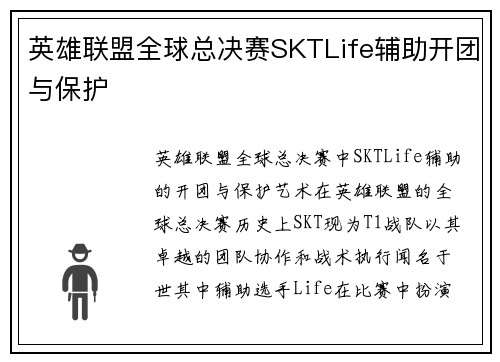英雄联盟全球总决赛SKTLife辅助开团与保护